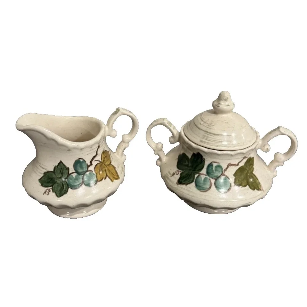 Vintage Vernon Poppytrail Ware by Metlox Vineyard Lot Creamer &‎ Sugar Bowl